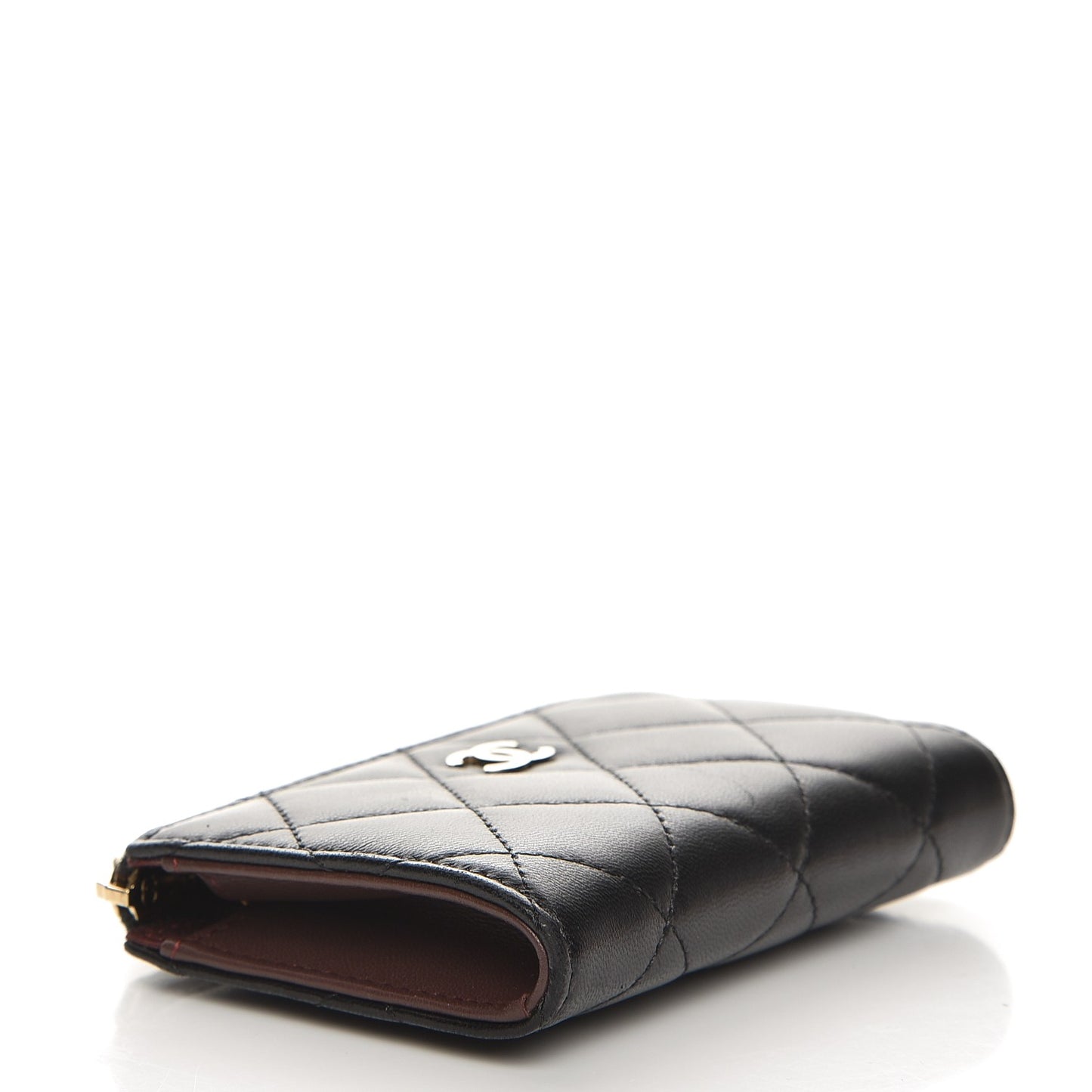 Lambskin Quilted Key Holder Case Black