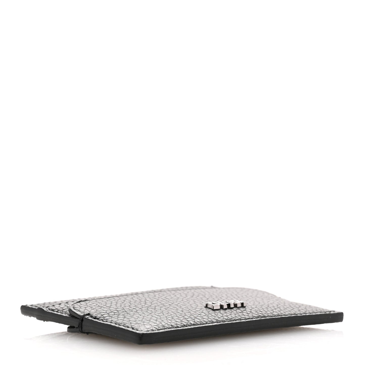 Grained Calfskin Logo Card Holder Black