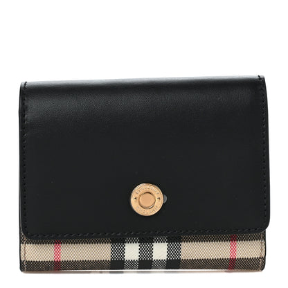 Burberry Grainy Calfskin Vintage Check Small Folding Wallet Archive Beige Black 1 of 6