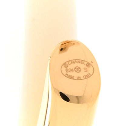 Chanel Metal Enamel CC Hoop Clip On Earrings Gold White 4 of 4