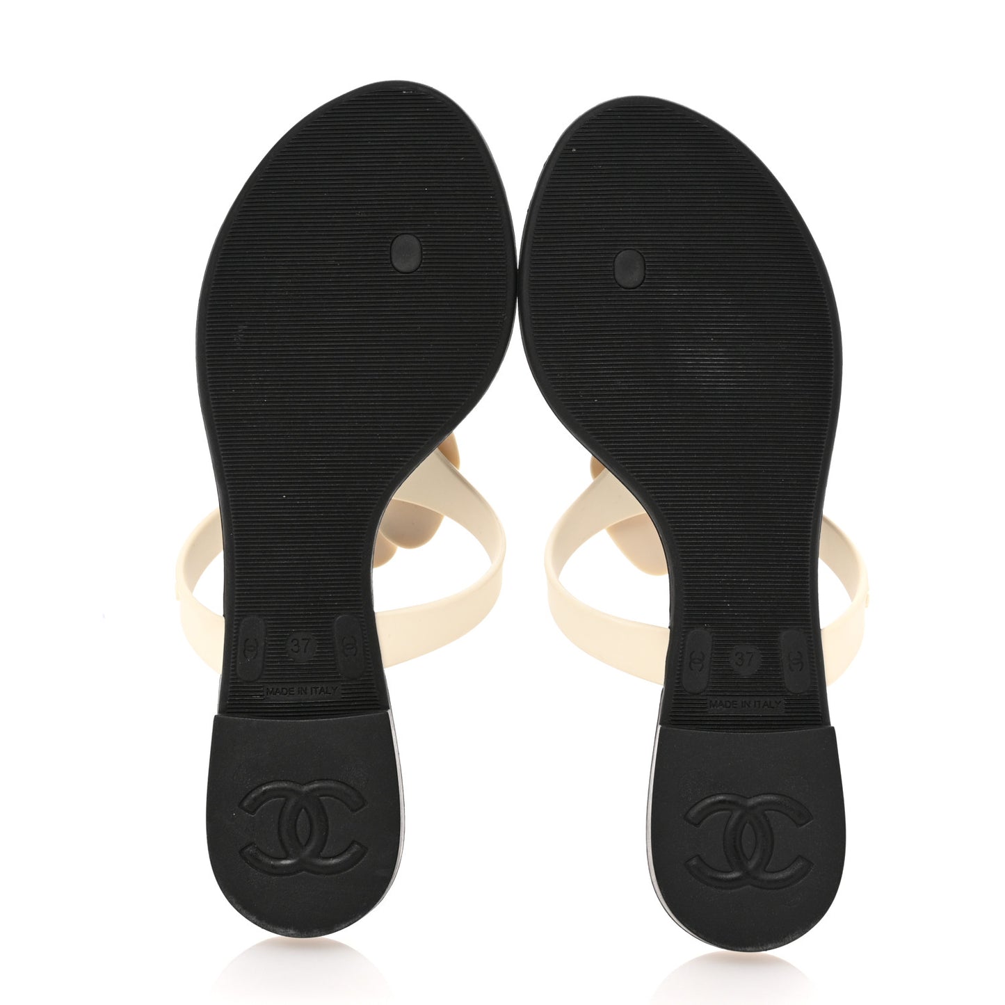 Jelly Quilted Camellia Thong Sandals 37 White Black