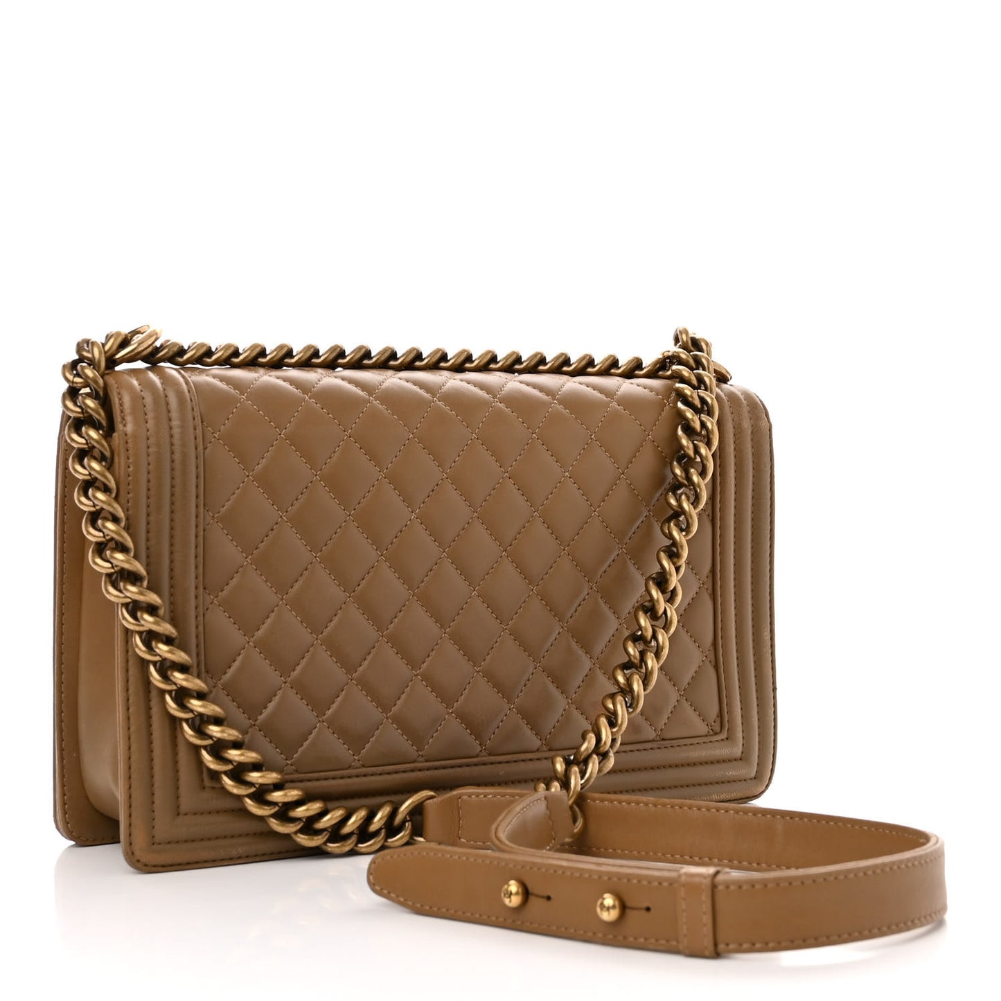 Lambskin Quilted New Medium Boy Flap Dark Beige