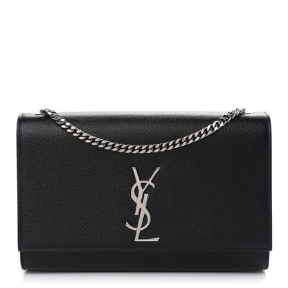 Saint Laurent Grain De Poudre Medium Classic Monogram Kate Satchel Black 1 of 7