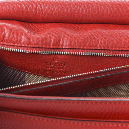 Gucci Pebbled Calfskin Medium Bamboo Daily Flap Shoulder Bag Red 8 of 9