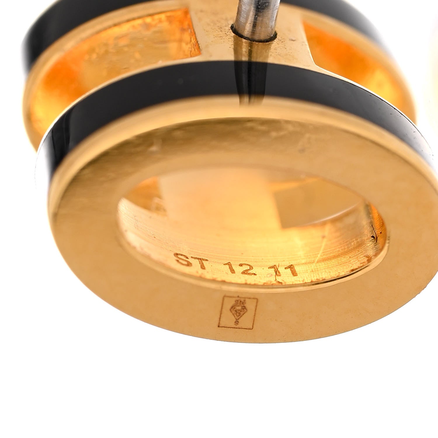 Hermes Gold Lacquered Mini Pop H Earrings Black 4 of 4