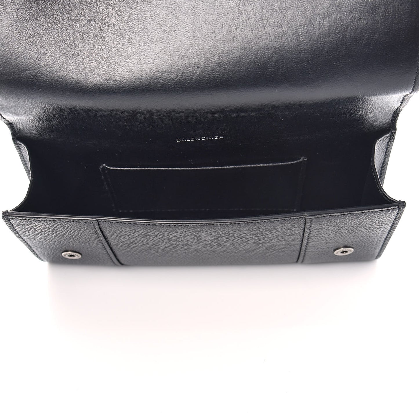 Grained Calfskin Hourglass Top Handle Crossbody Phone Holder Black
