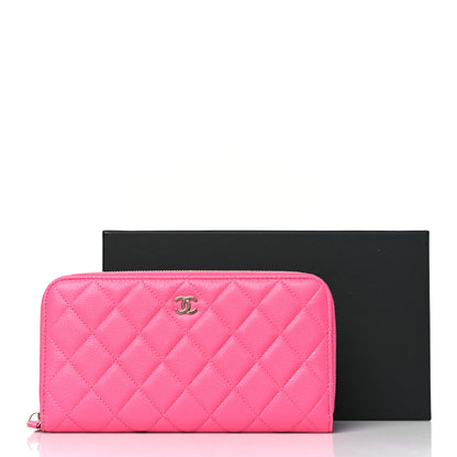Chanel Caviar Quilted Large Gusset Zip Around Wallet Rose 10 of 10