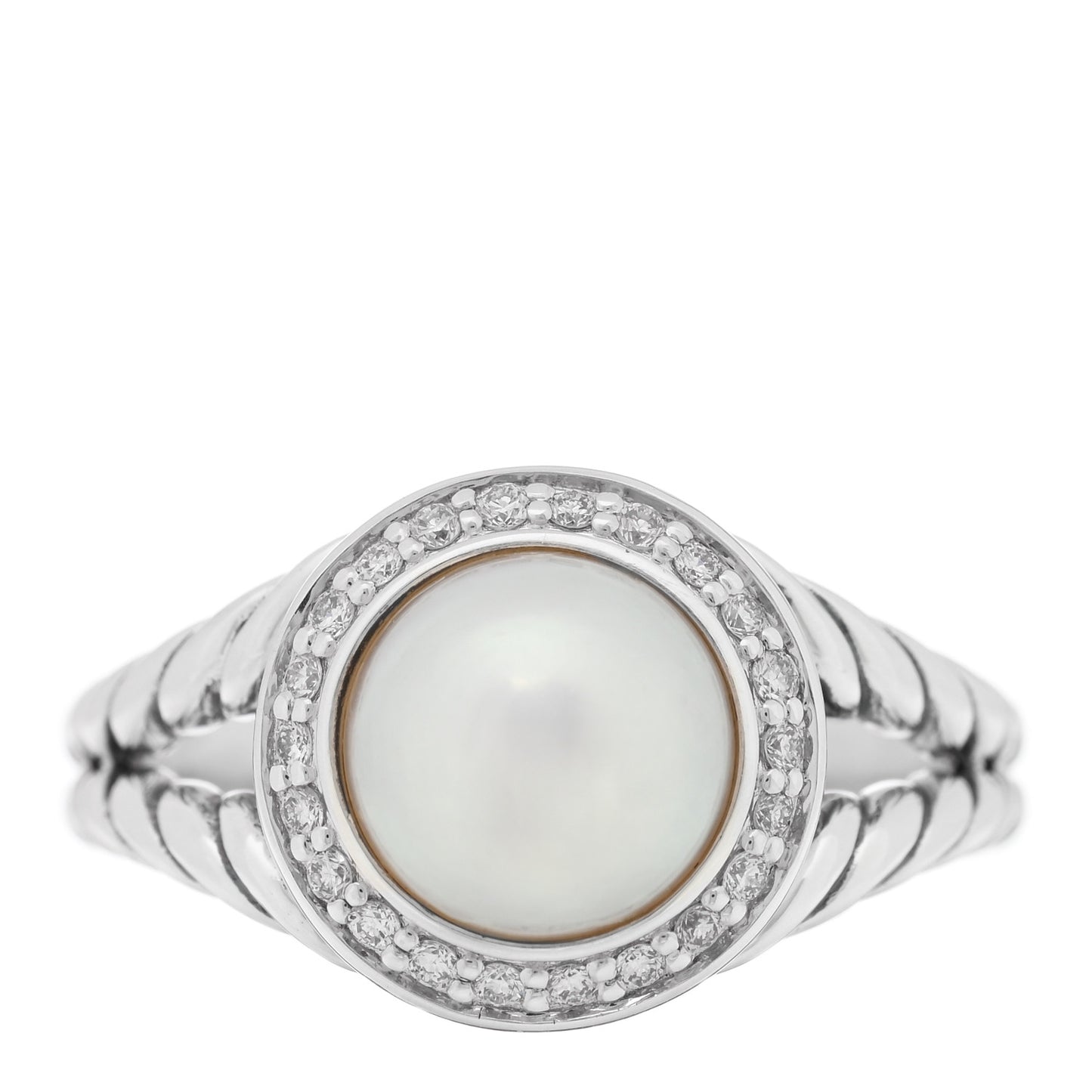 Sterling Silver Diamond Cultured Pearl 8mm Petite Cerise Ring 54 7