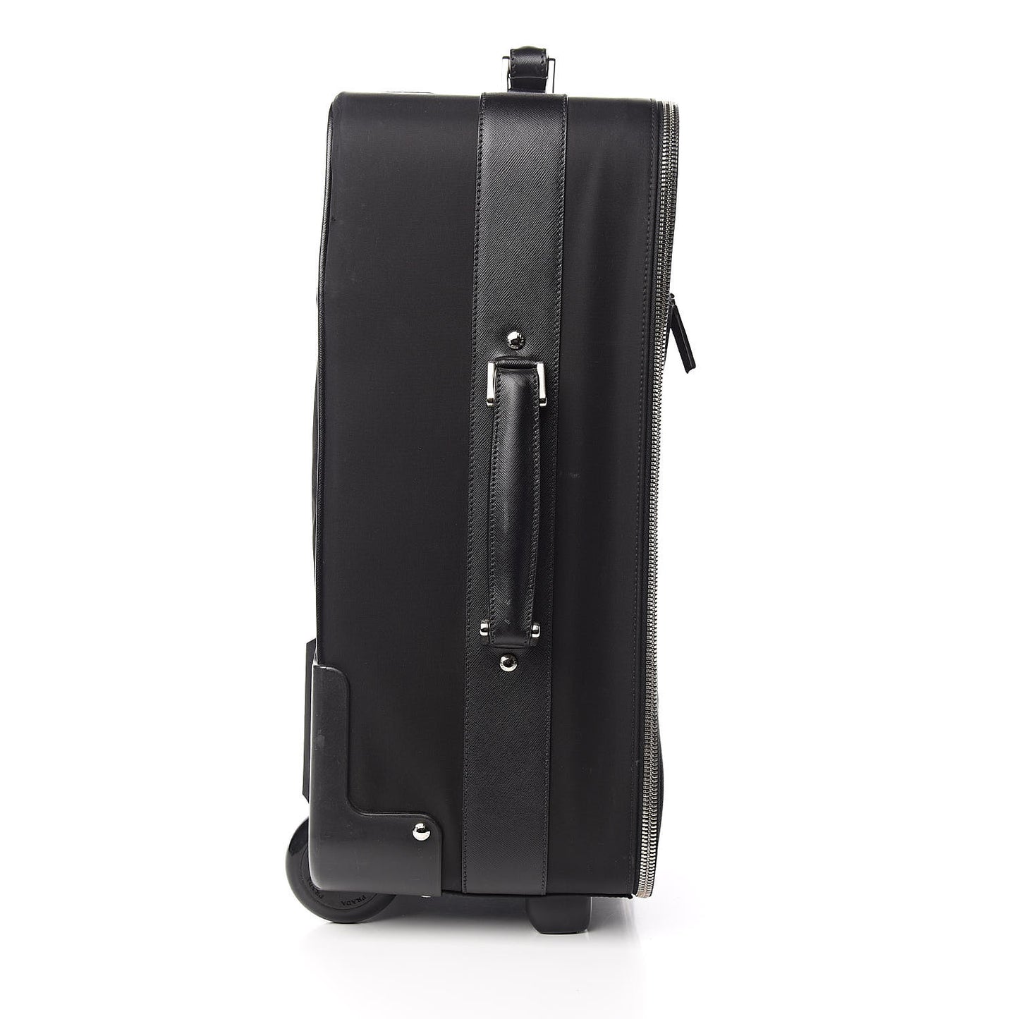 Tessuto Nylon Saffiano Trolley Luggage Black