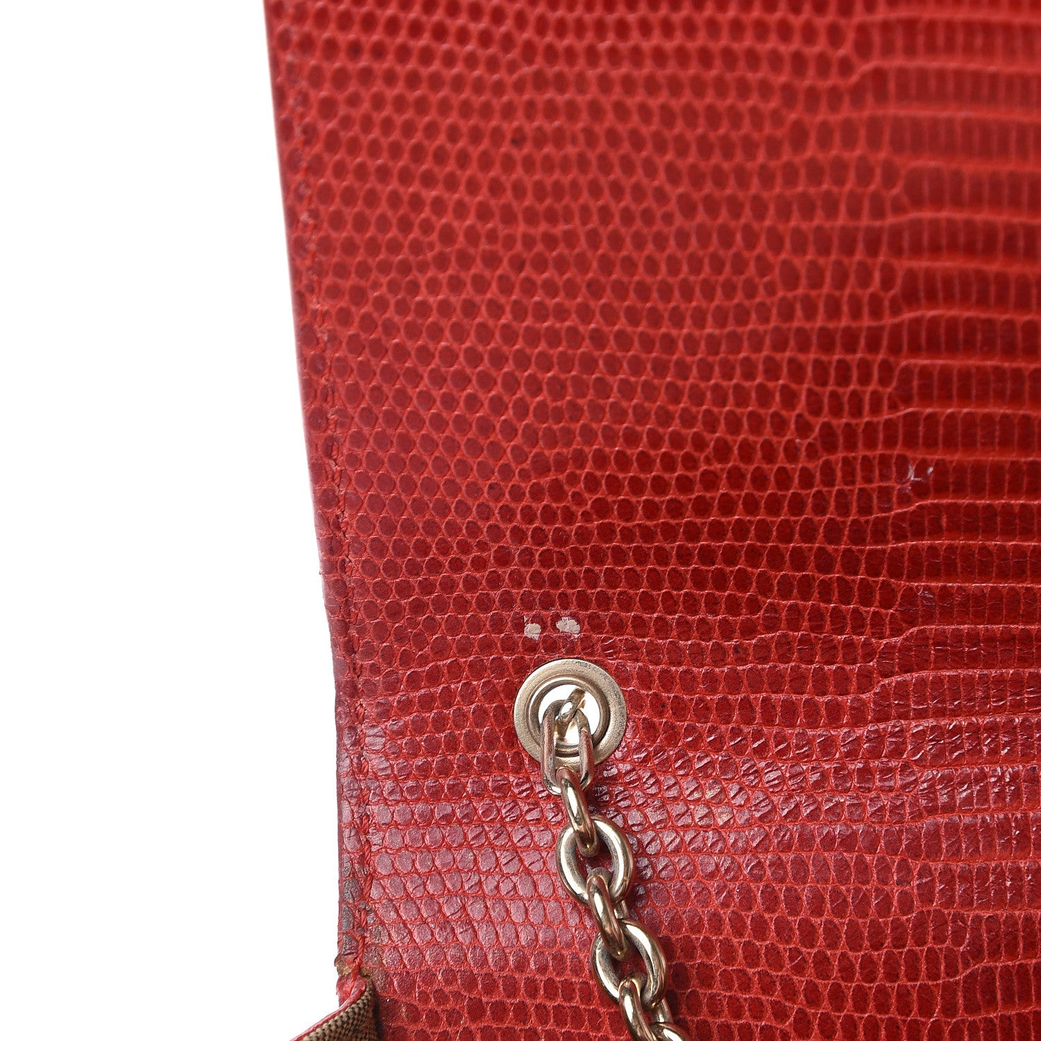 Fendi Calfskin Lizard Embossed Wallet on Chain Red 19 of 19