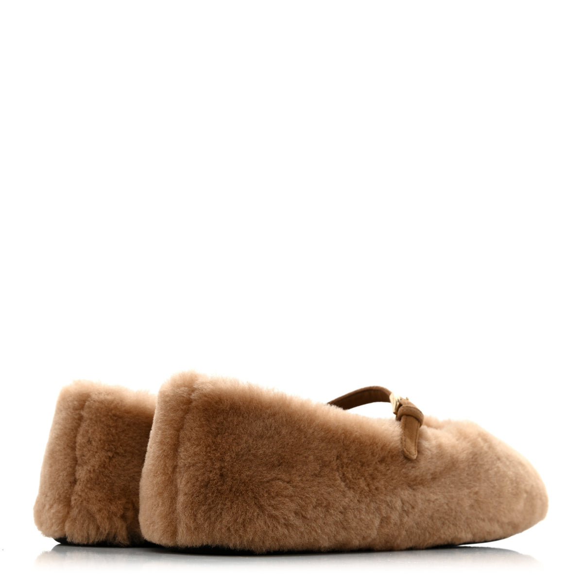 Shearling Triangle Ballerina Flats 37 Caramel