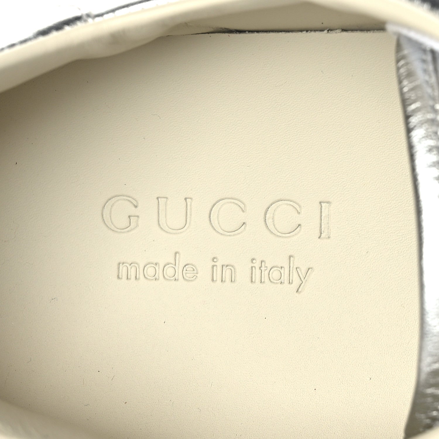 Gucci Metallic Nappa Interlocking G Perforated Mens Ace Sneakers 10 Argento 8 of 8