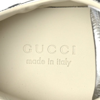 Gucci Metallic Nappa Interlocking G Perforated Mens Ace Sneakers 10 Argento 8 of 8