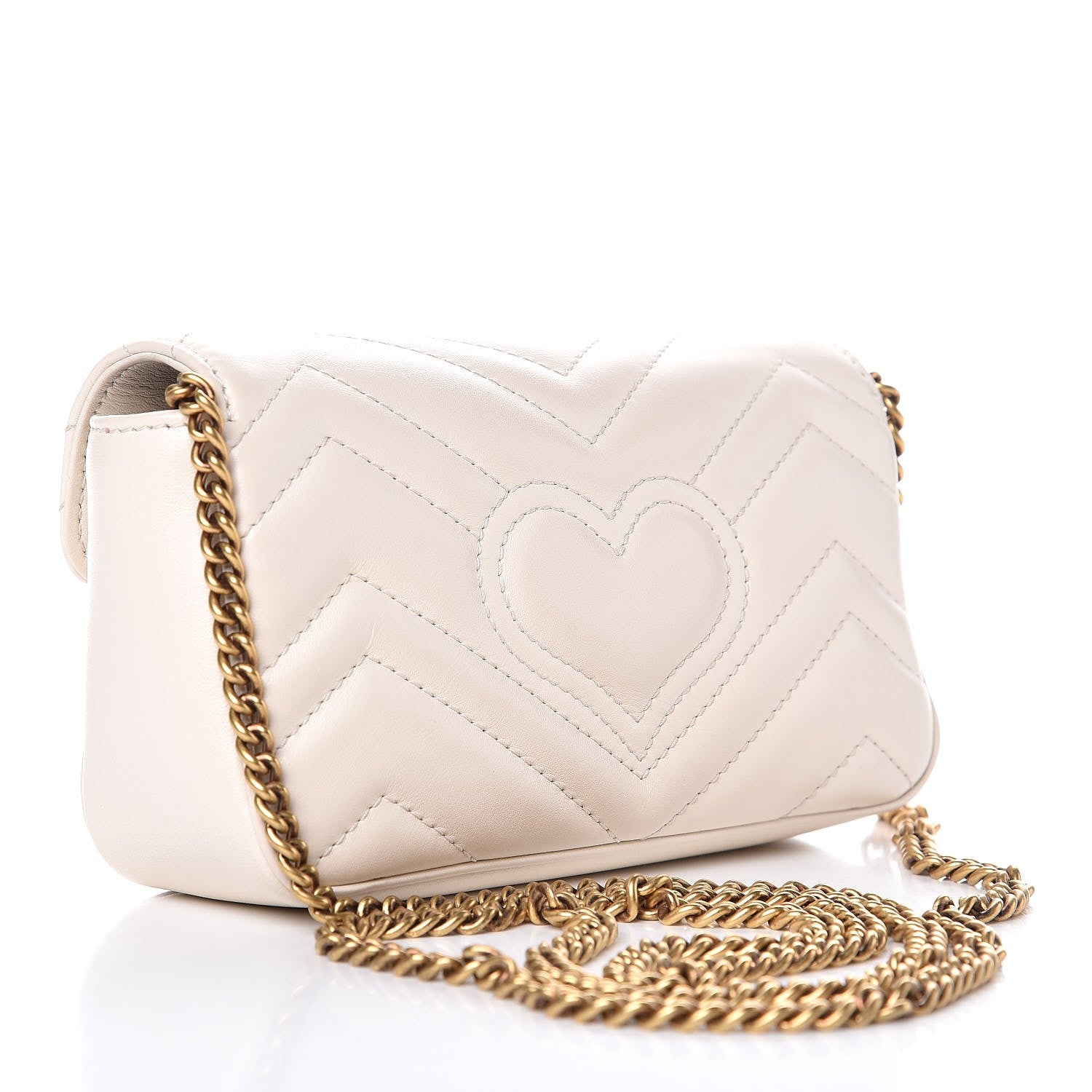 Gucci Calfskin Matelasse Super Mini GG Marmont Shoulder Bag White 3 of 7