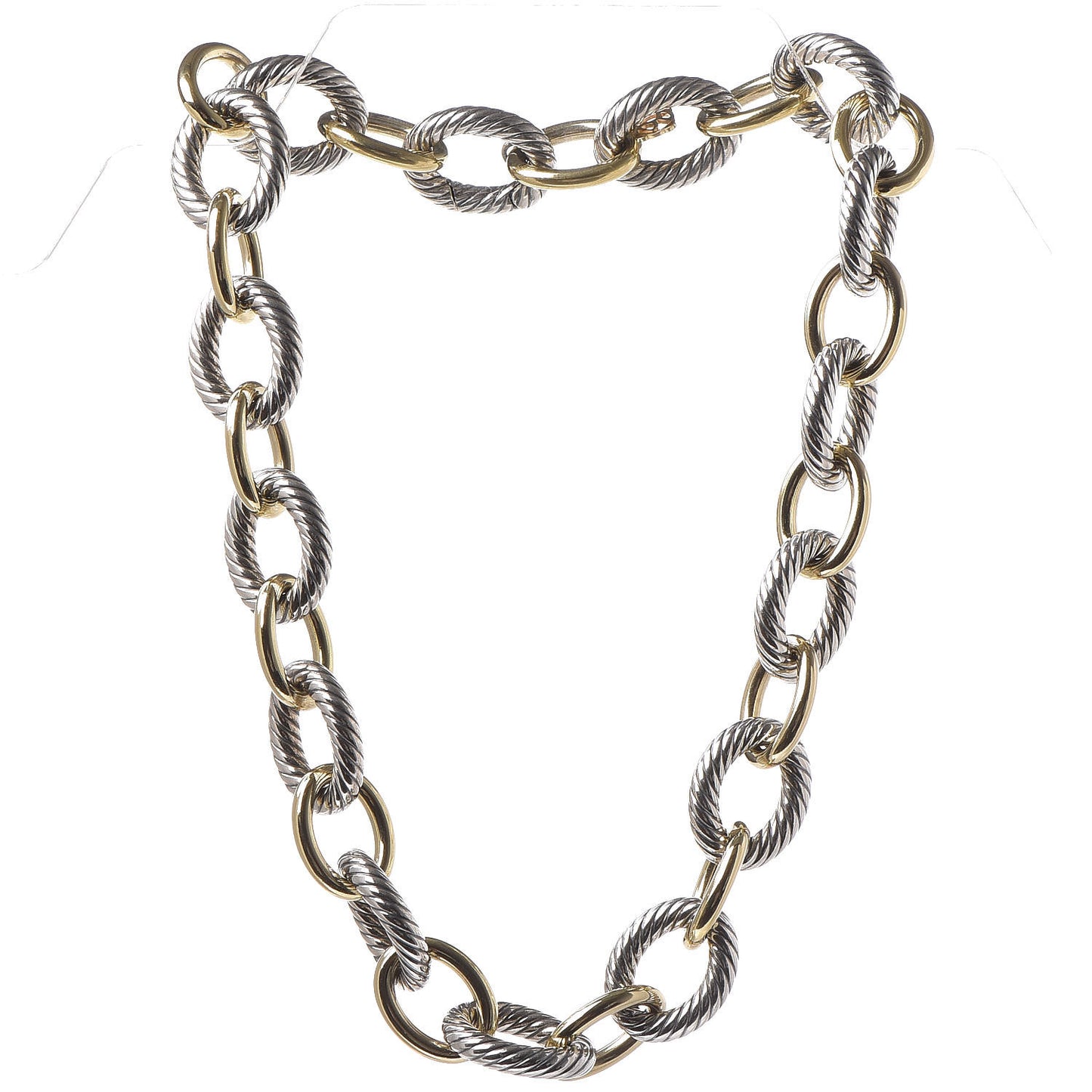 Sterling Silver 18K Yellow Gold 18mm Extra Large Oval Link Necklace