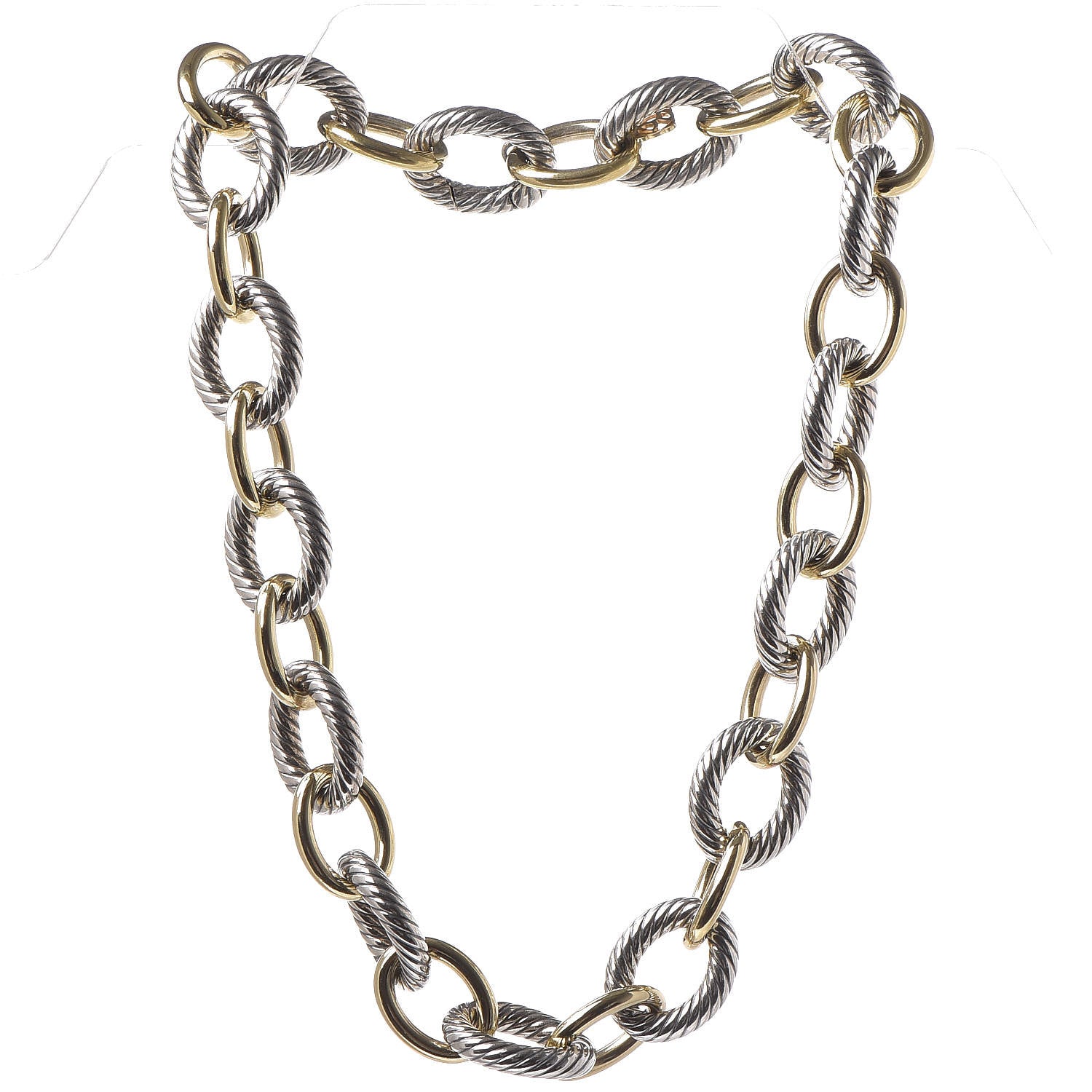David Yurman Sterling Silver 18K Yellow Gold 18mm Extra Large Oval Link Necklace 3 of 6