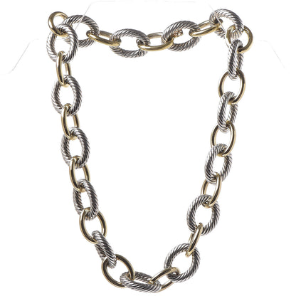 David Yurman Sterling Silver 18K Yellow Gold 18mm Extra Large Oval Link Necklace 3 of 6