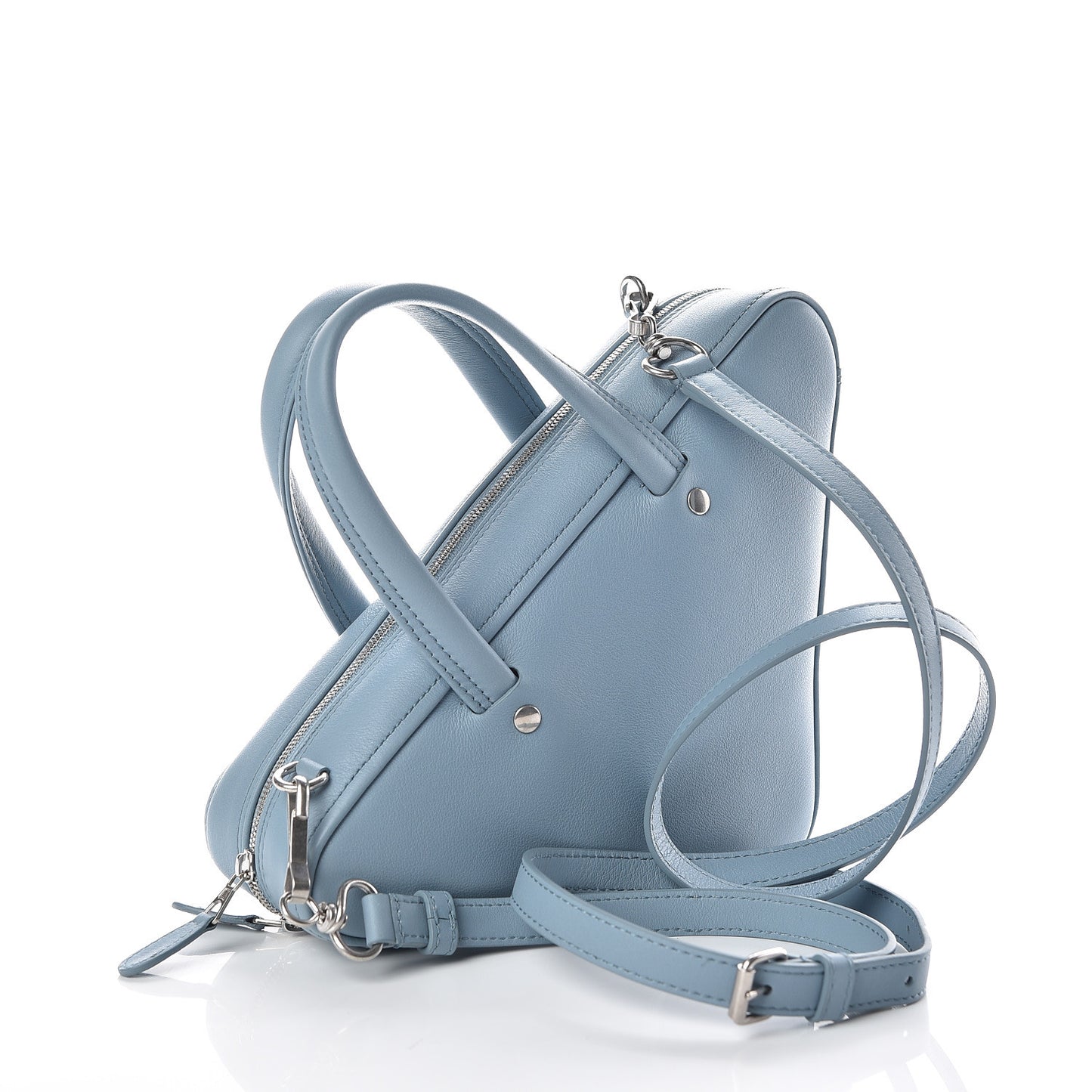 Shiny Day Calfskin Logo XS Triangle Duffle Grey Blue White