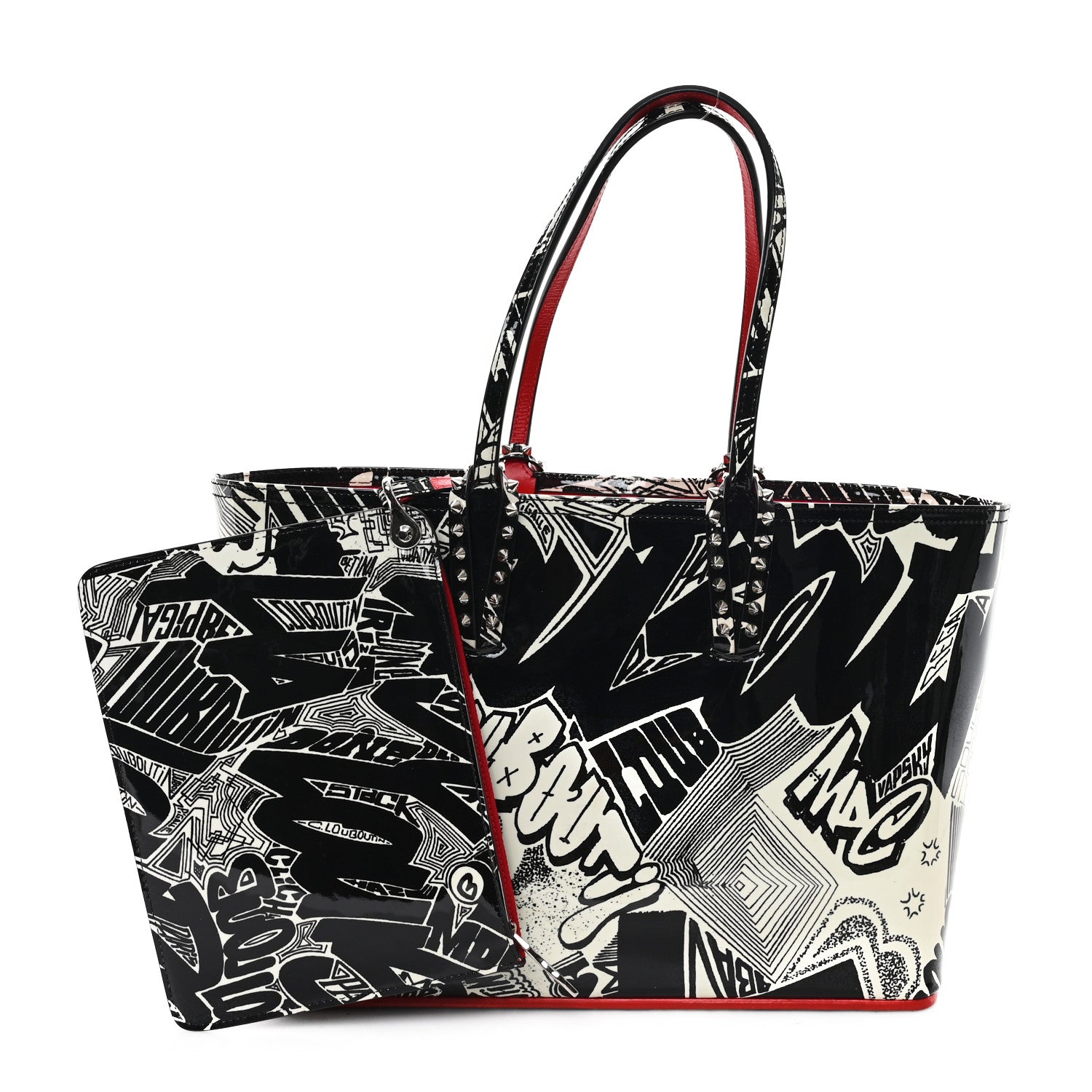 Christian Louboutin Patent Metro Graf Spikes East West Cabata Tote Black 3 of 11