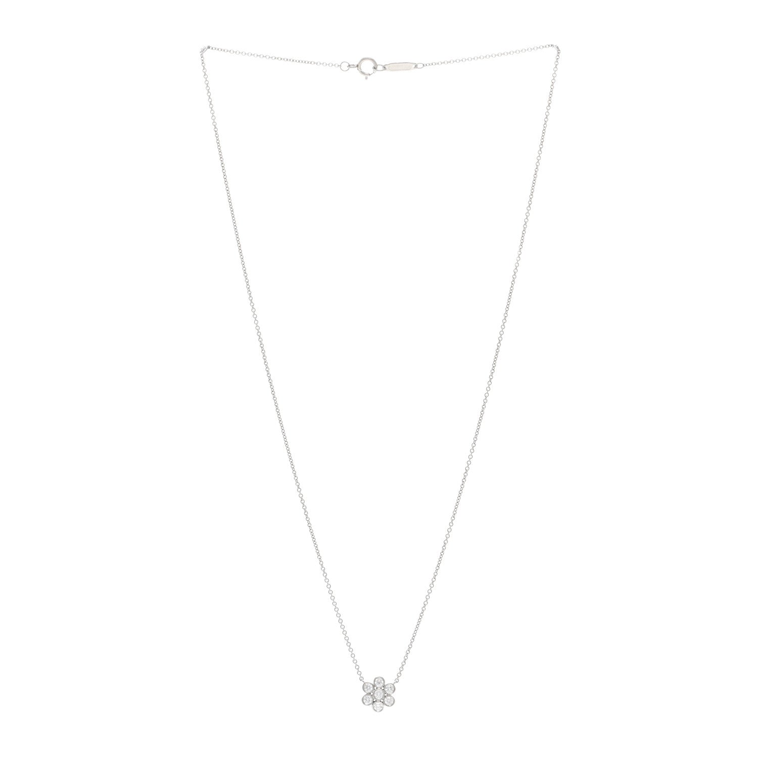Tiffany Platinum Diamond Small Enchant Flower Pendant Necklace 3 of 5