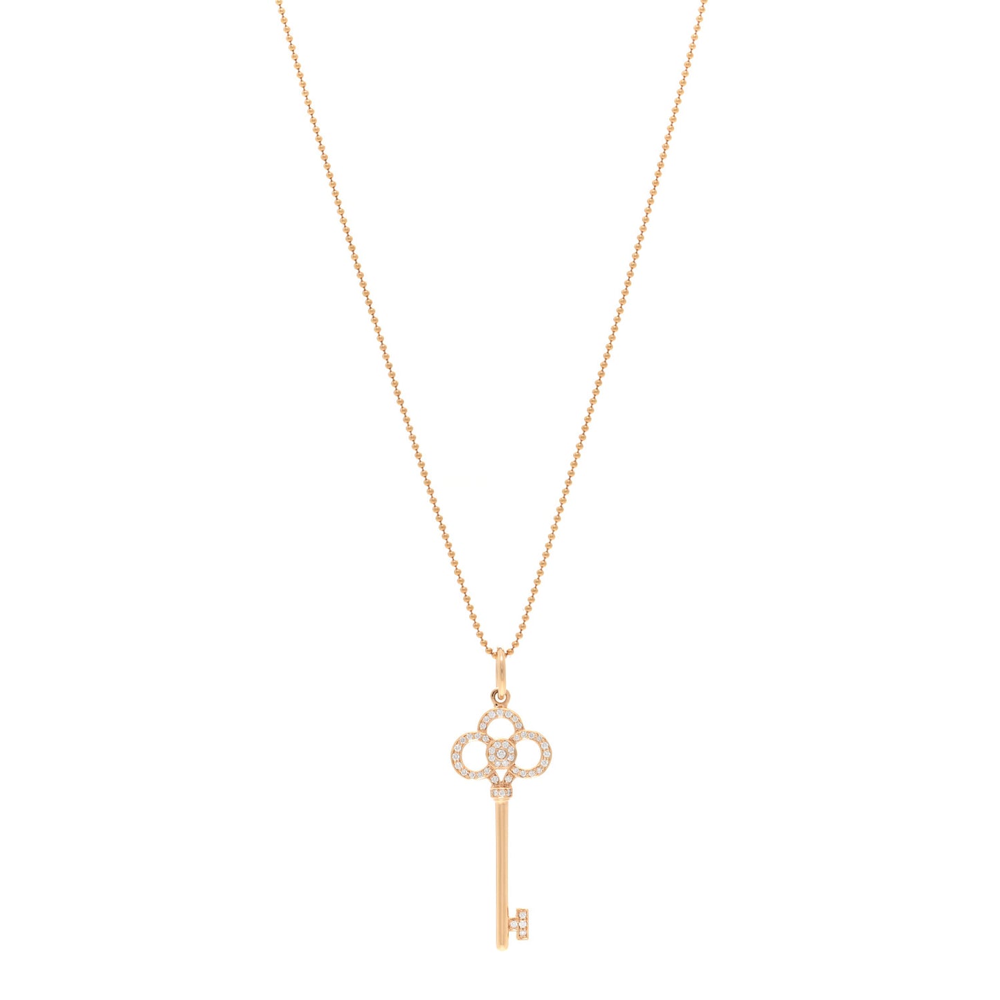 18K Rose Gold Diamond Crown Key Pendant Necklace