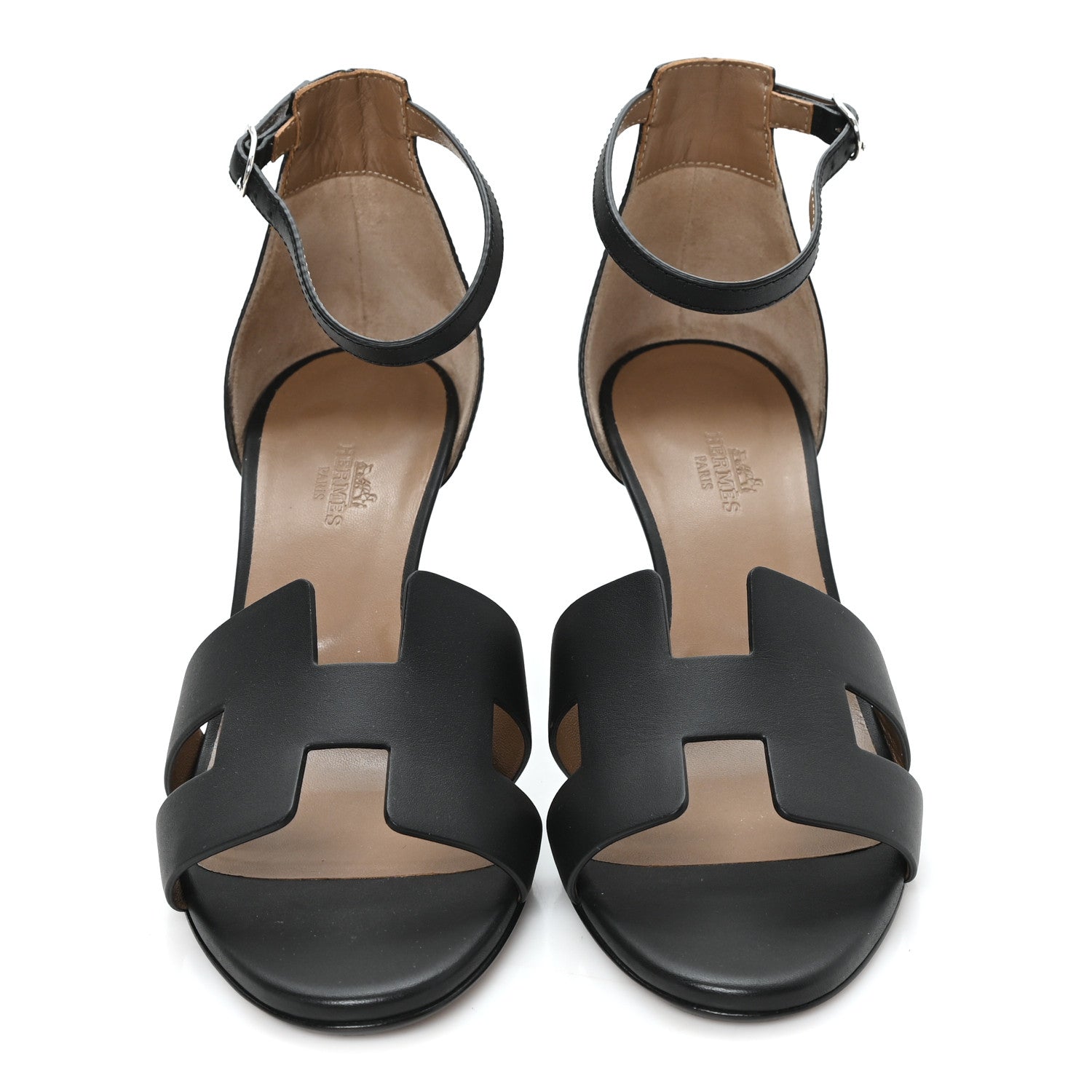 Hermes Calfskin Legend Wedge Sandals 38.5 Black 3 of 10