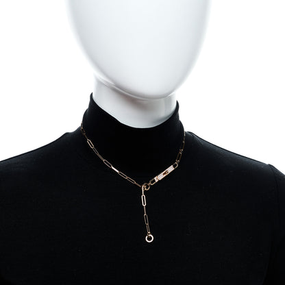 Hermes 18K Rose Gold Diamond Pave PM Kelly Chaine Lariat Necklace SH 2 of 5