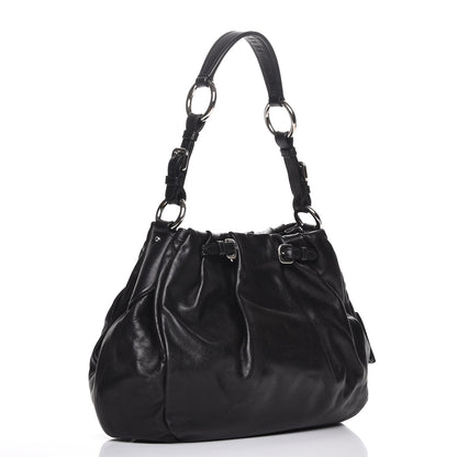 Prada Soft Calf Pleated Hobo Nero Black 3 of 8