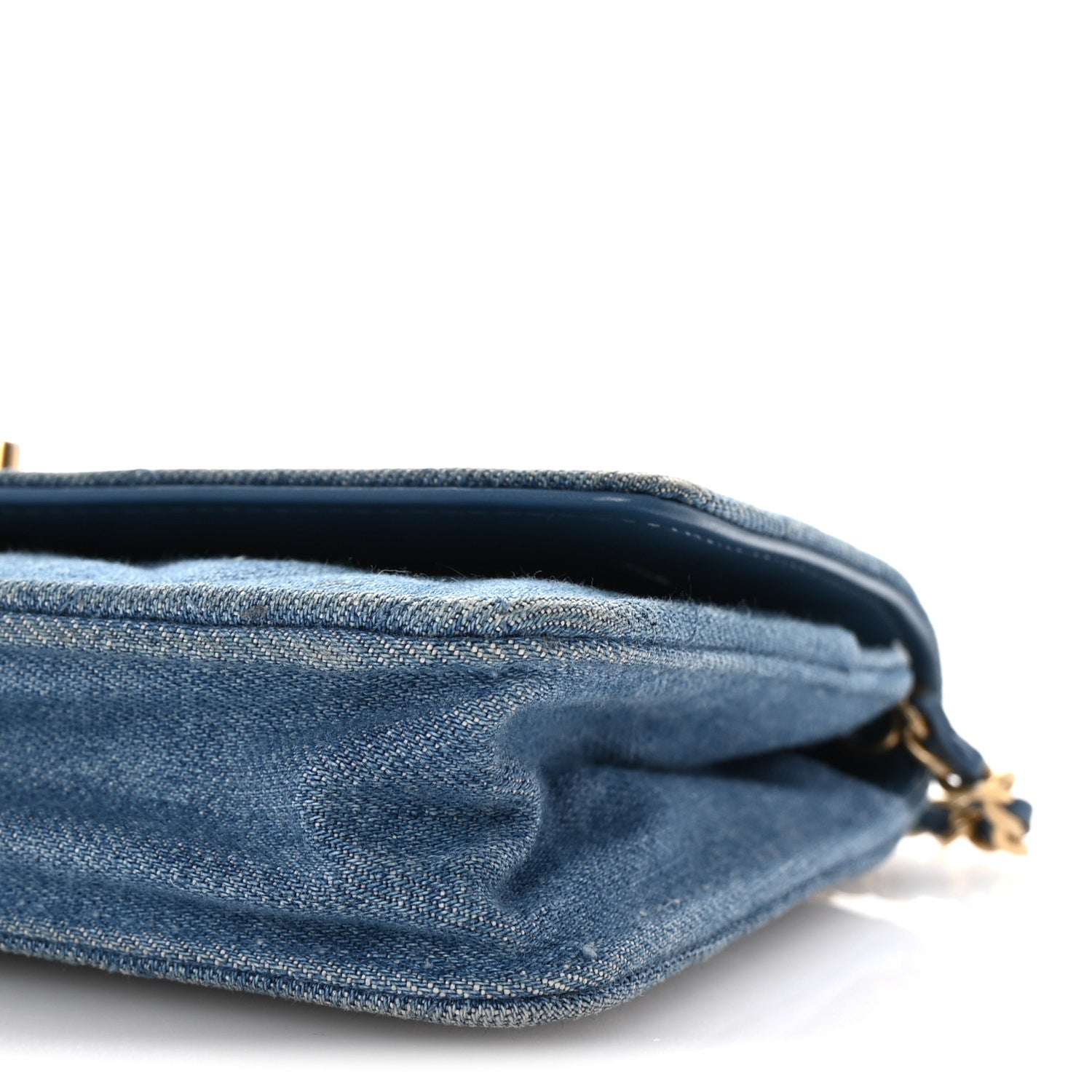 Chanel Denim Quilted CC Pearl Crush Wallet on Chain WOC Blue 11 of 11