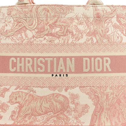 Christian Dior Canvas Toile De Jouy Embroidered Medium Book Tote Pink 8 of 12
