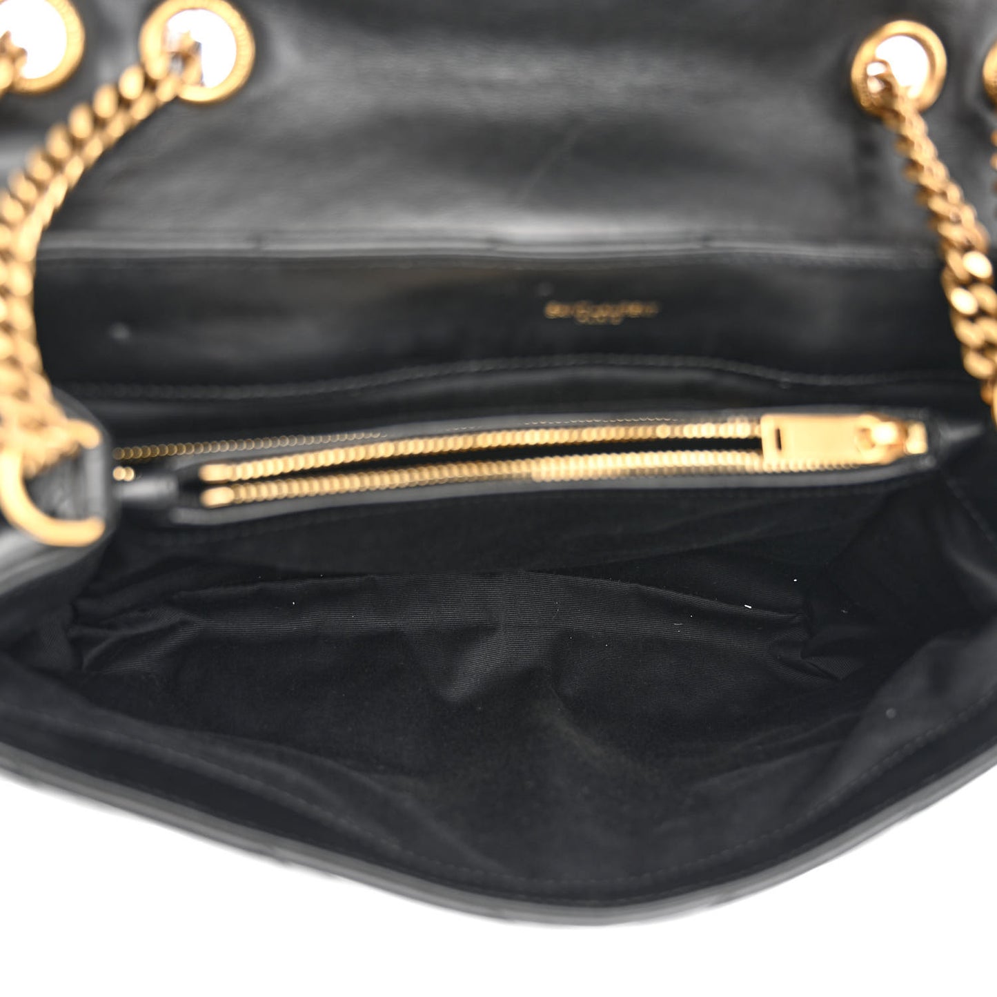 Calfskin Y Quilted Monogram Medium Loulou Chain Satchel Black