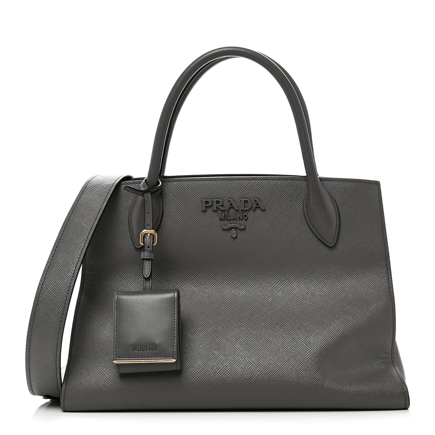 Saffiano Cuir Calfskin Medium Monochrome Top Handle Tote Ardesia