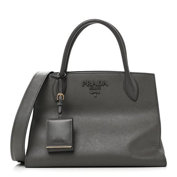 Prada Saffiano Cuir Calfskin Medium Monochrome Top Handle Tote