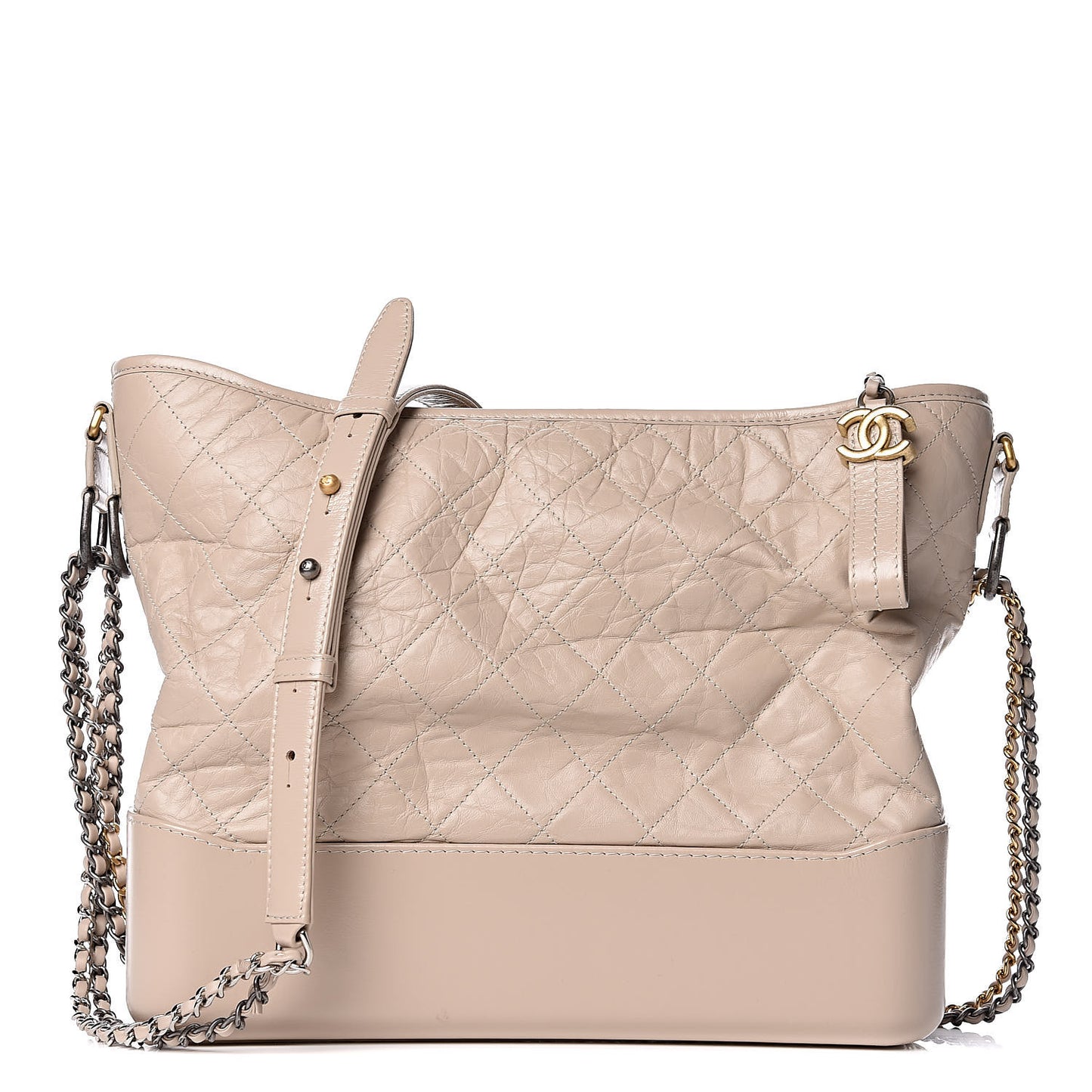Aged Calfskin Quilted Large Gabrielle Hobo Beige