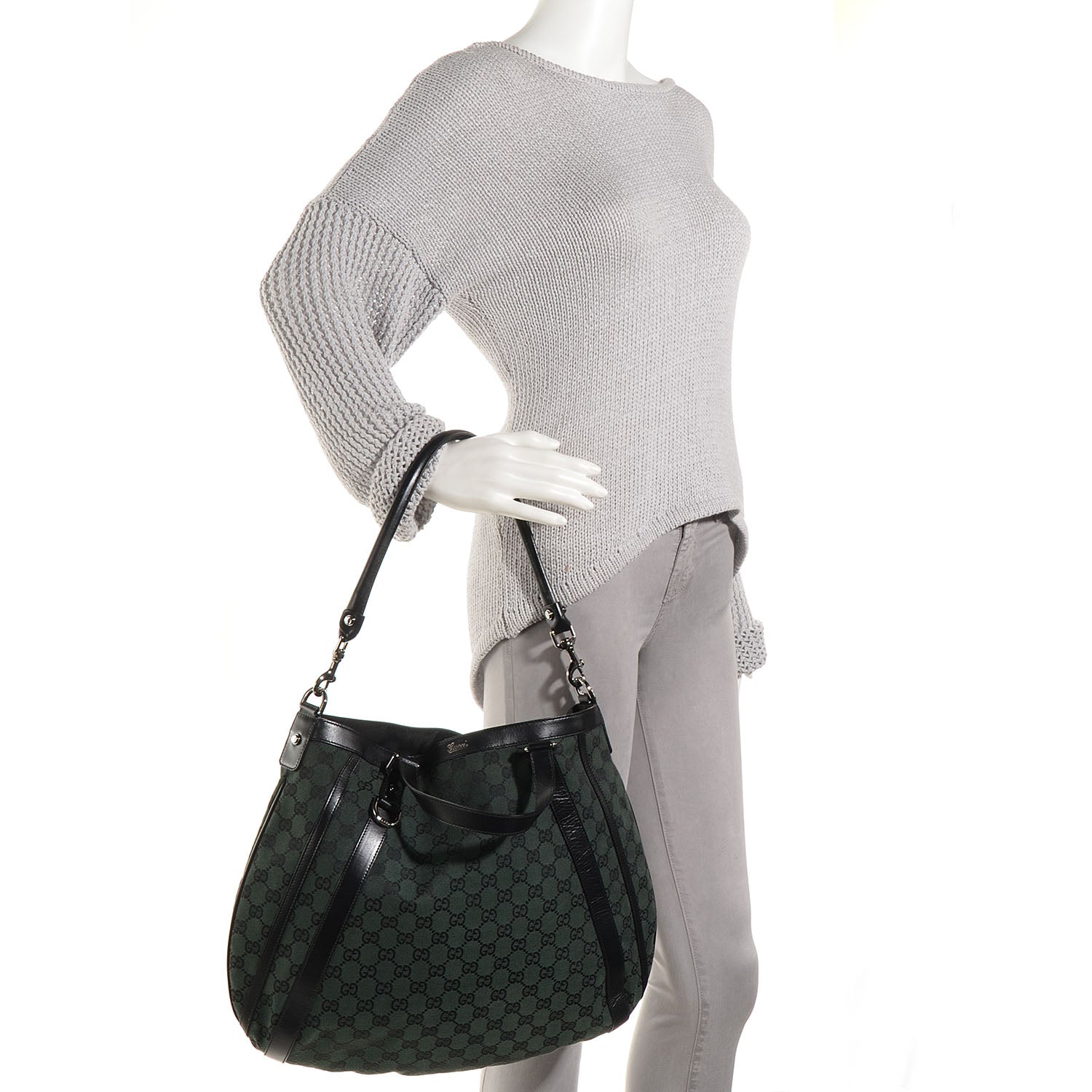 Gucci Monogram Medium Abbey Convertible Tote Dark Green 2 of 8
