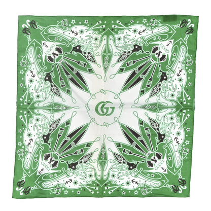 Gucci Cotton Bandana Square Scarf New Sailor Green 1 of 4