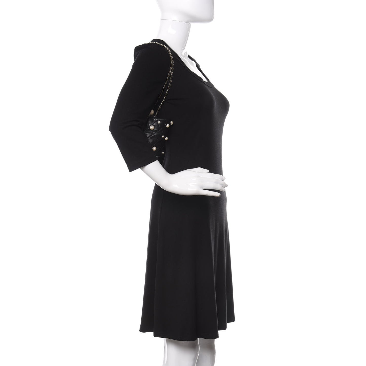 Lambskin Quilted Pearl Mini About Pearls Drawstring Bag Black