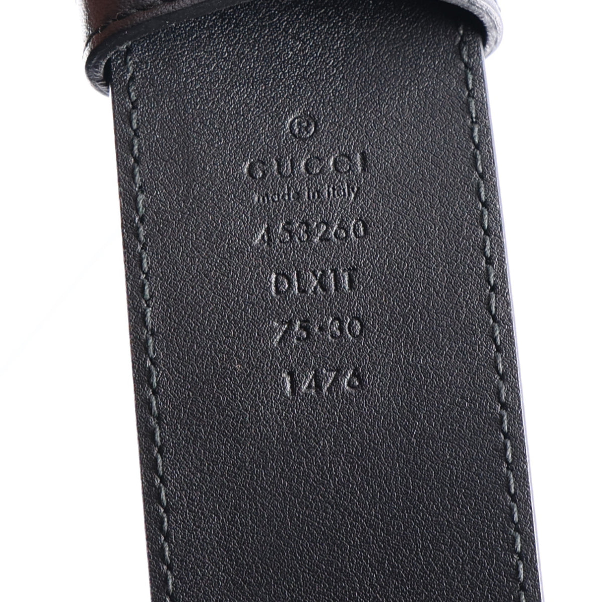 Moon Calfskin Pearl Double G Belt 75 30 Black Cream