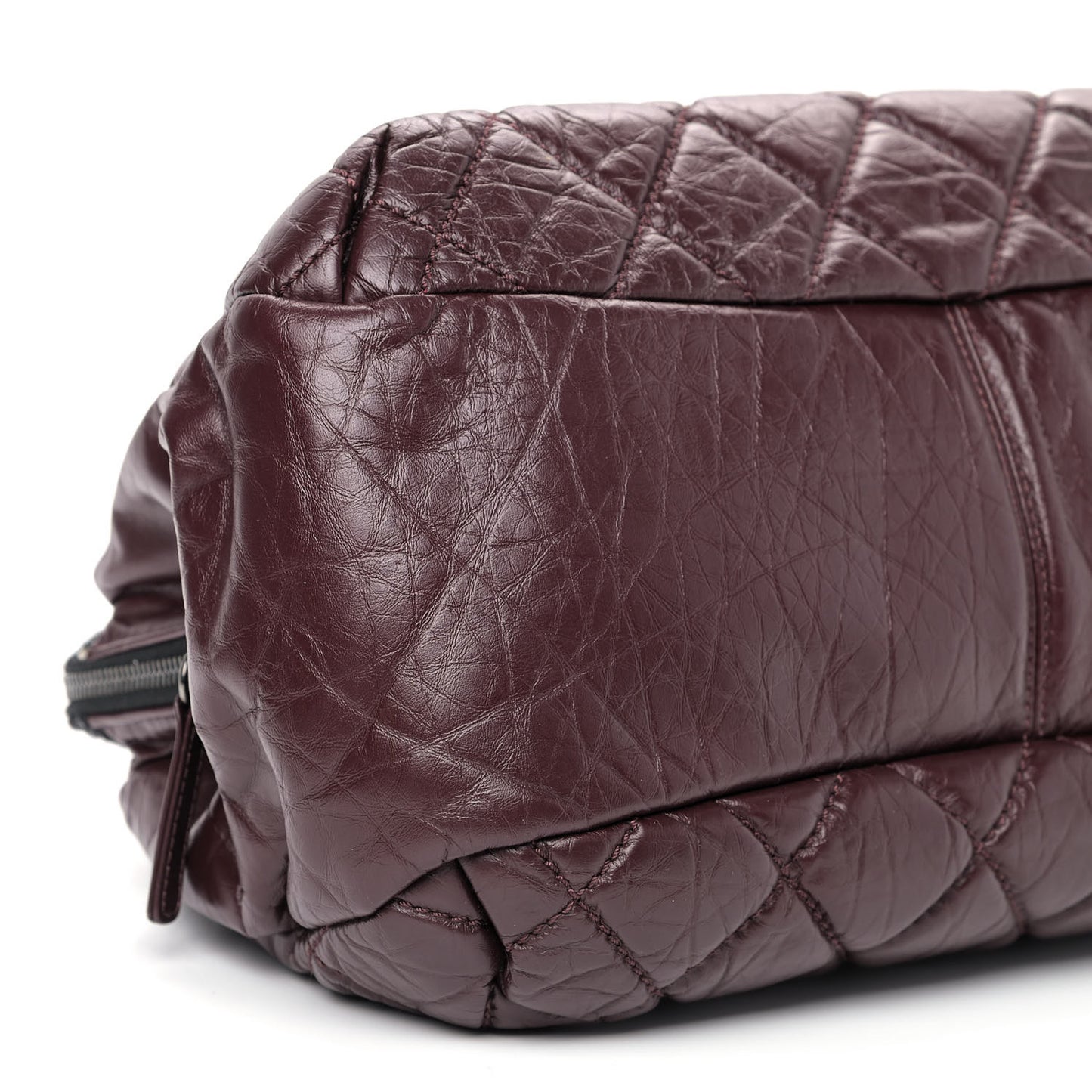 Aged Calfskin Quilted Tweed Portobello Tote Burgundy