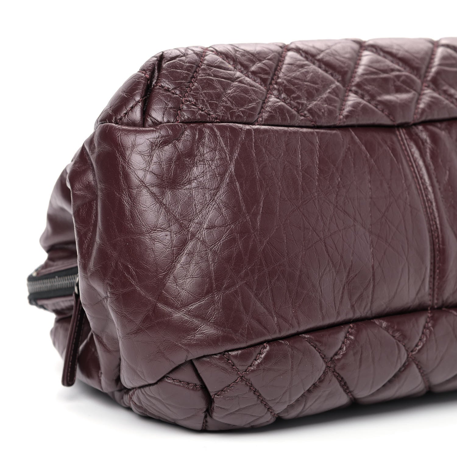 Chanel Aged Calfskin Quilted Tweed Portobello Tote Burgundy 7 of 10