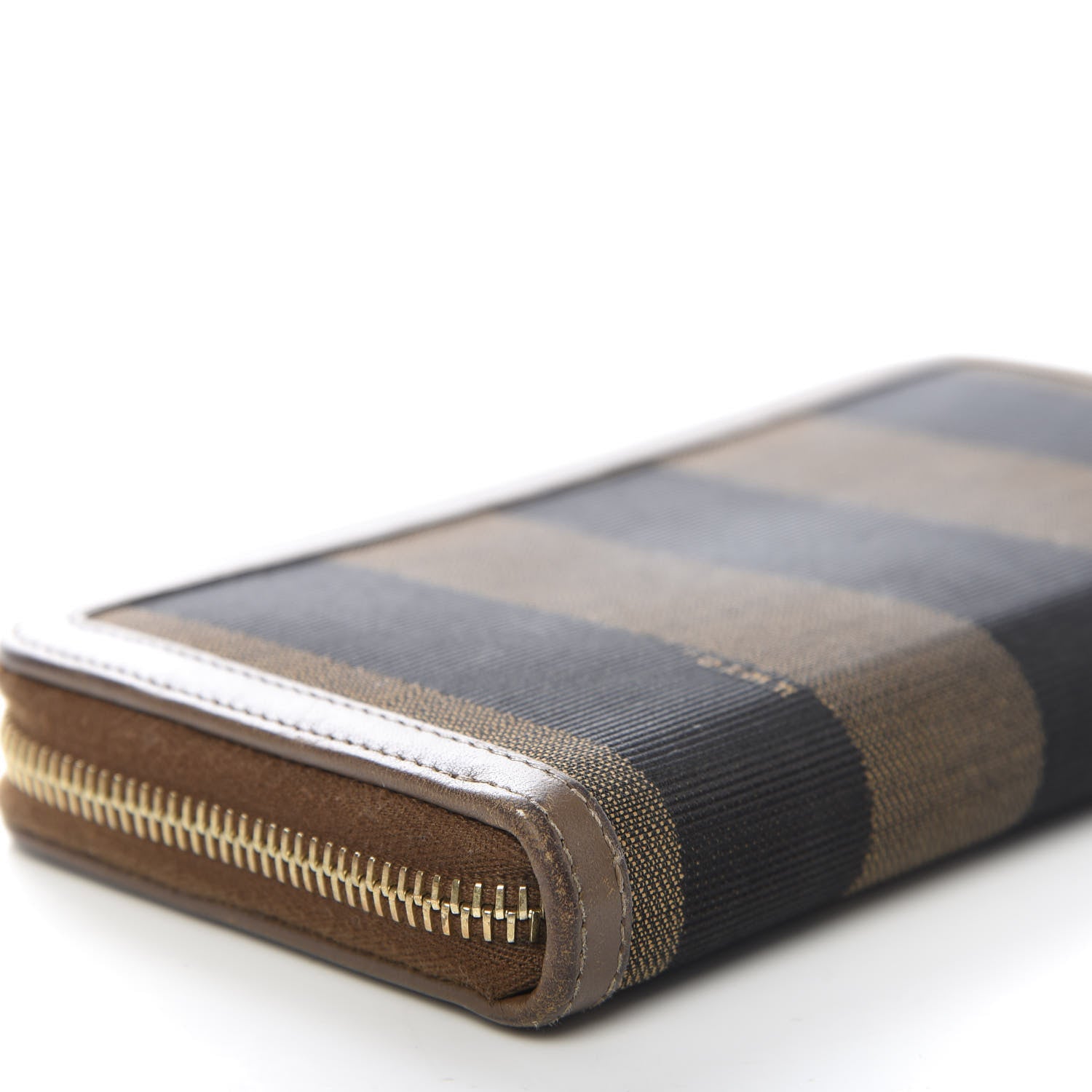 Fendi Pequin Vitello Zip Around Wallet Tobacco Foresta 6 of 9