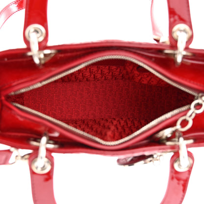 Christian Dior Patent Cannage Medium Lady Dior Red 5 of 11
