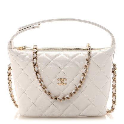 Chanel Caviar Quilted Hobo Clutch With Chain White 1 of 11