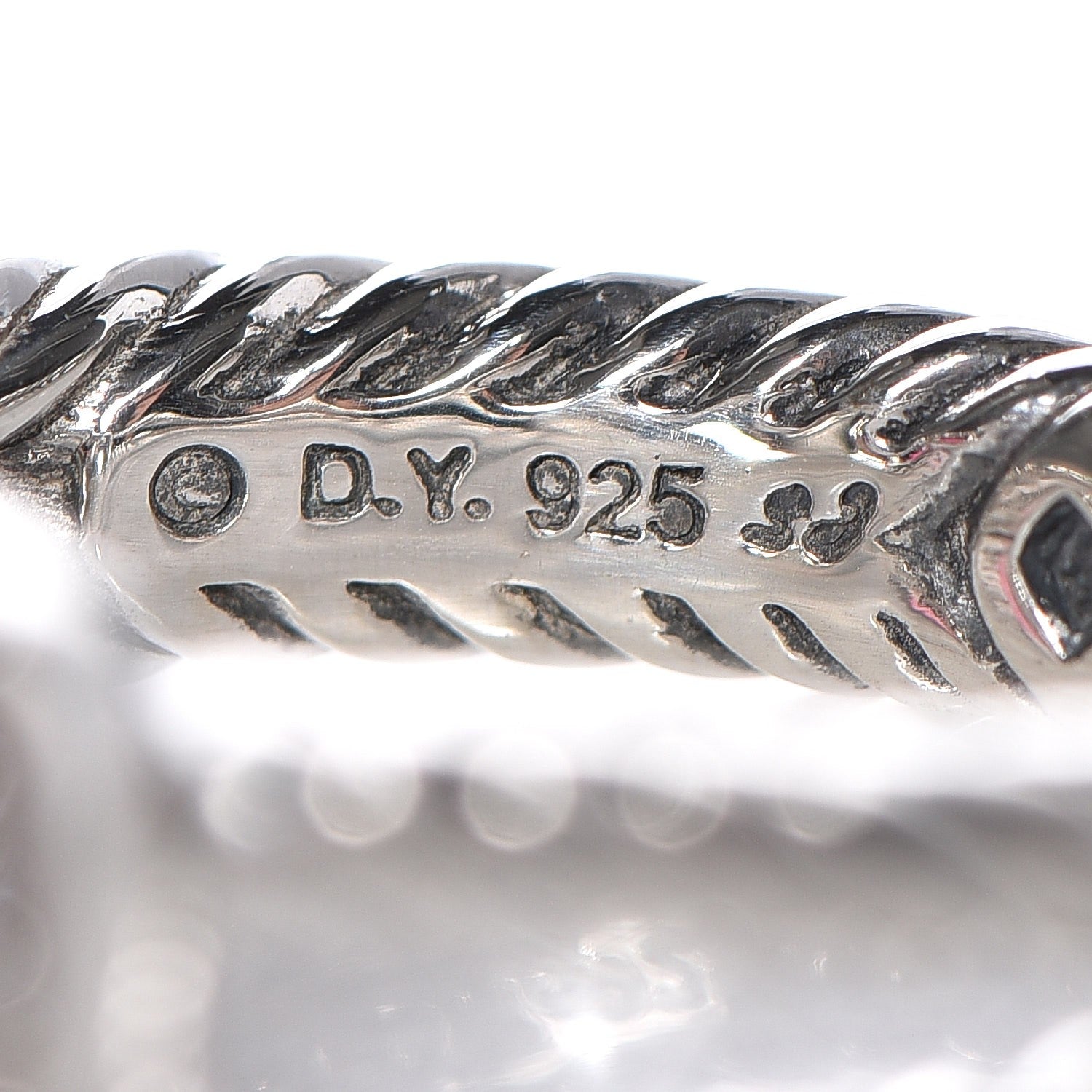 David Yurman Sterling Silver Diamond Prasiolite 7mm Petite Albion Ring 53 6.25 4 of 5