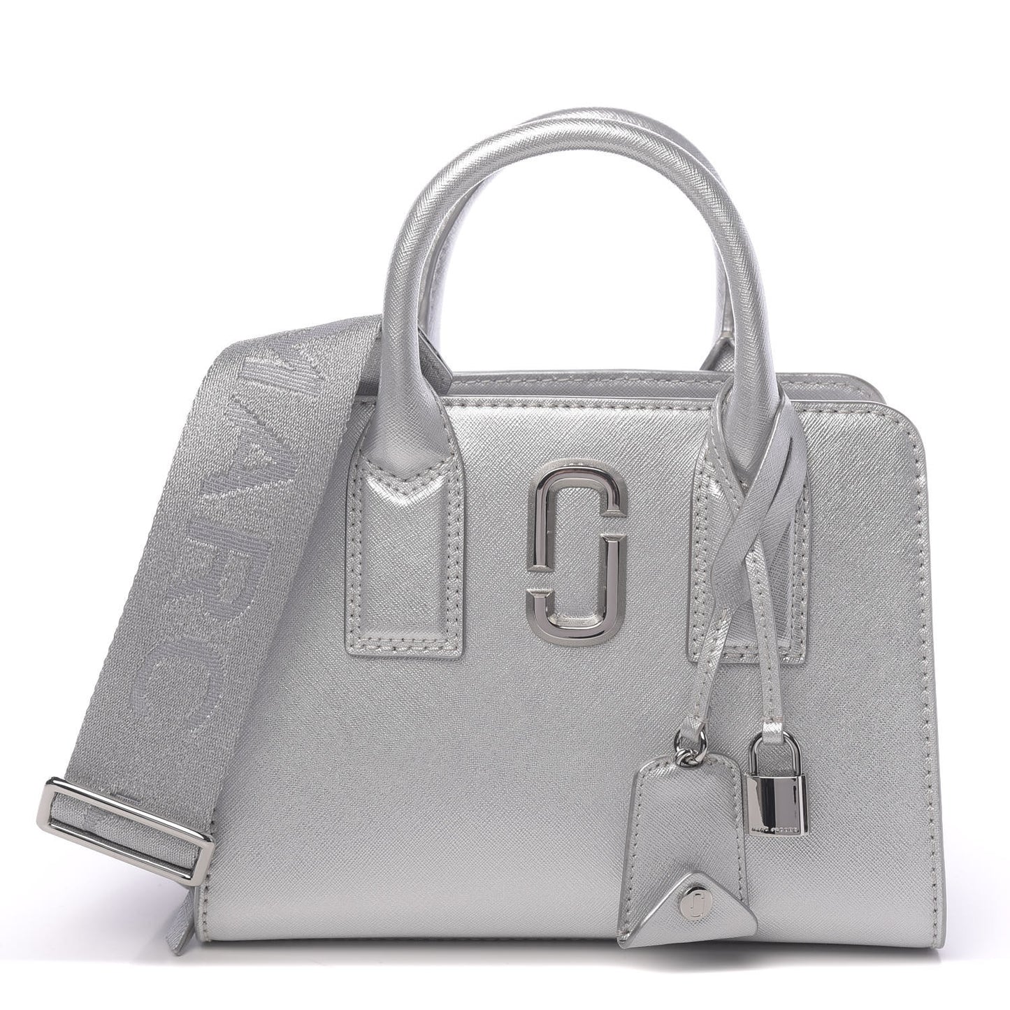Metallic Saffiano Little Big Shot Tote Silver