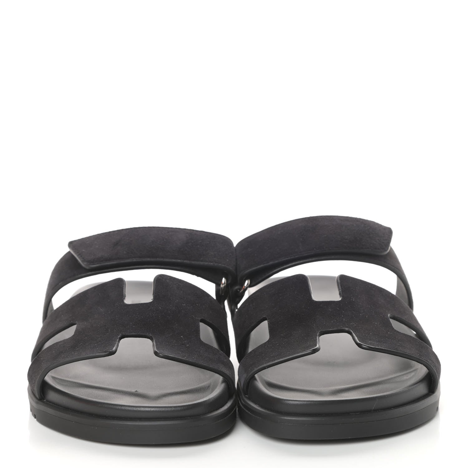 Hermes Suede Goatskin Womens Chypre Sandals 40 Black 2 of 7