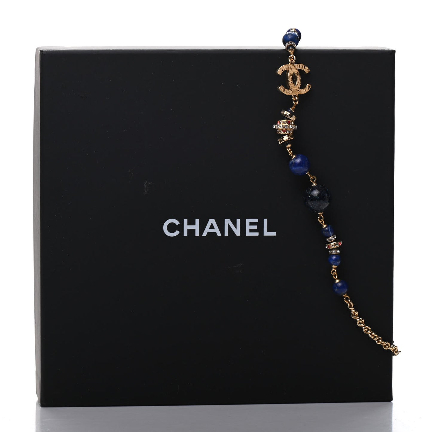 Crystal Bead Scarab CC Choker Necklace Blue