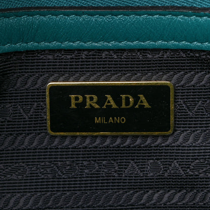 Prada Saffiano Soft Calfskin Small Zippered Tote Turchese 5 of 8