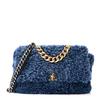 Chanel Shearling Sheepskin Large Chanel 19 Flap Blue 1 of 11