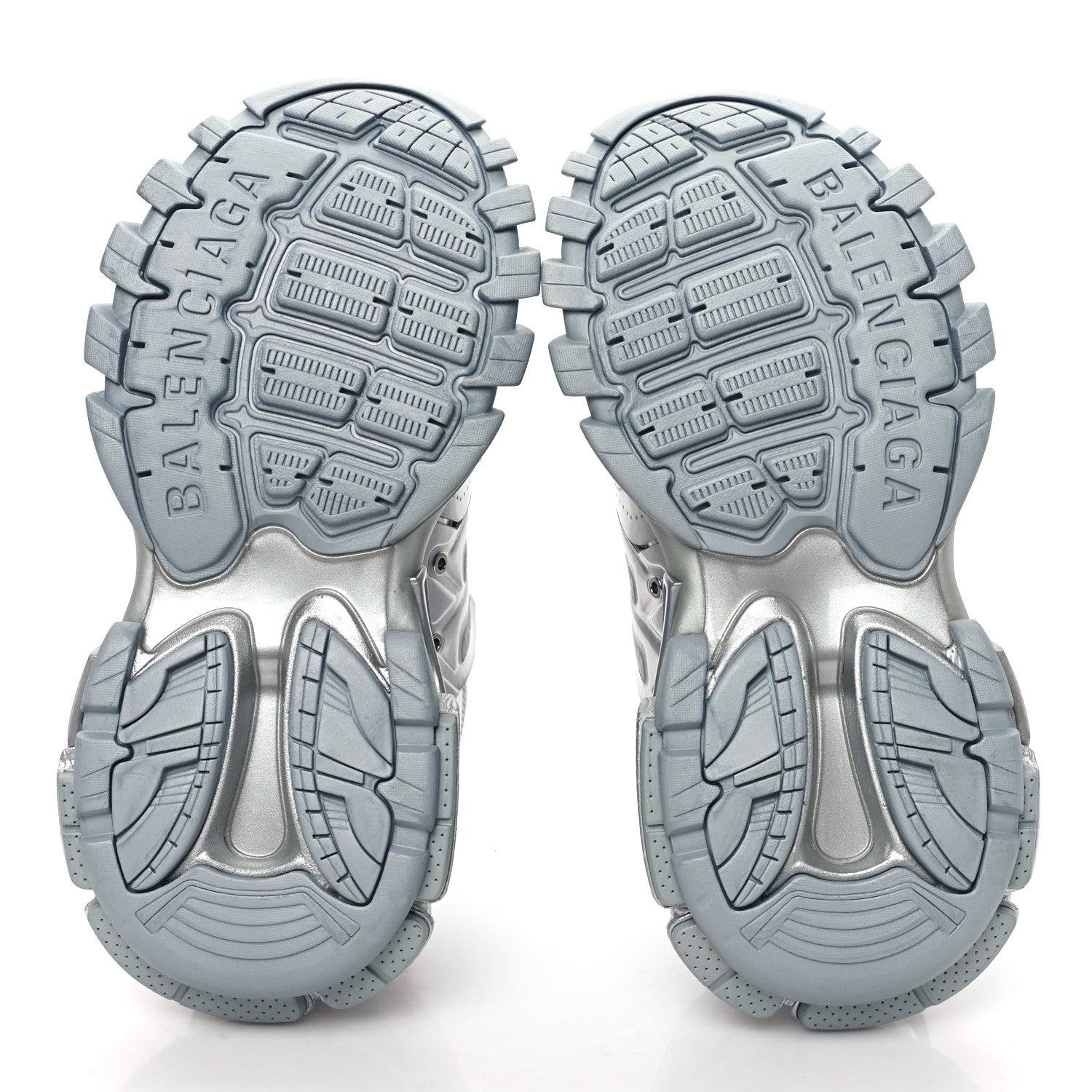 Balenciaga Metallic Calfskin Mesh Nylon Womens Track Sneakers 36 Silver 5 of 10